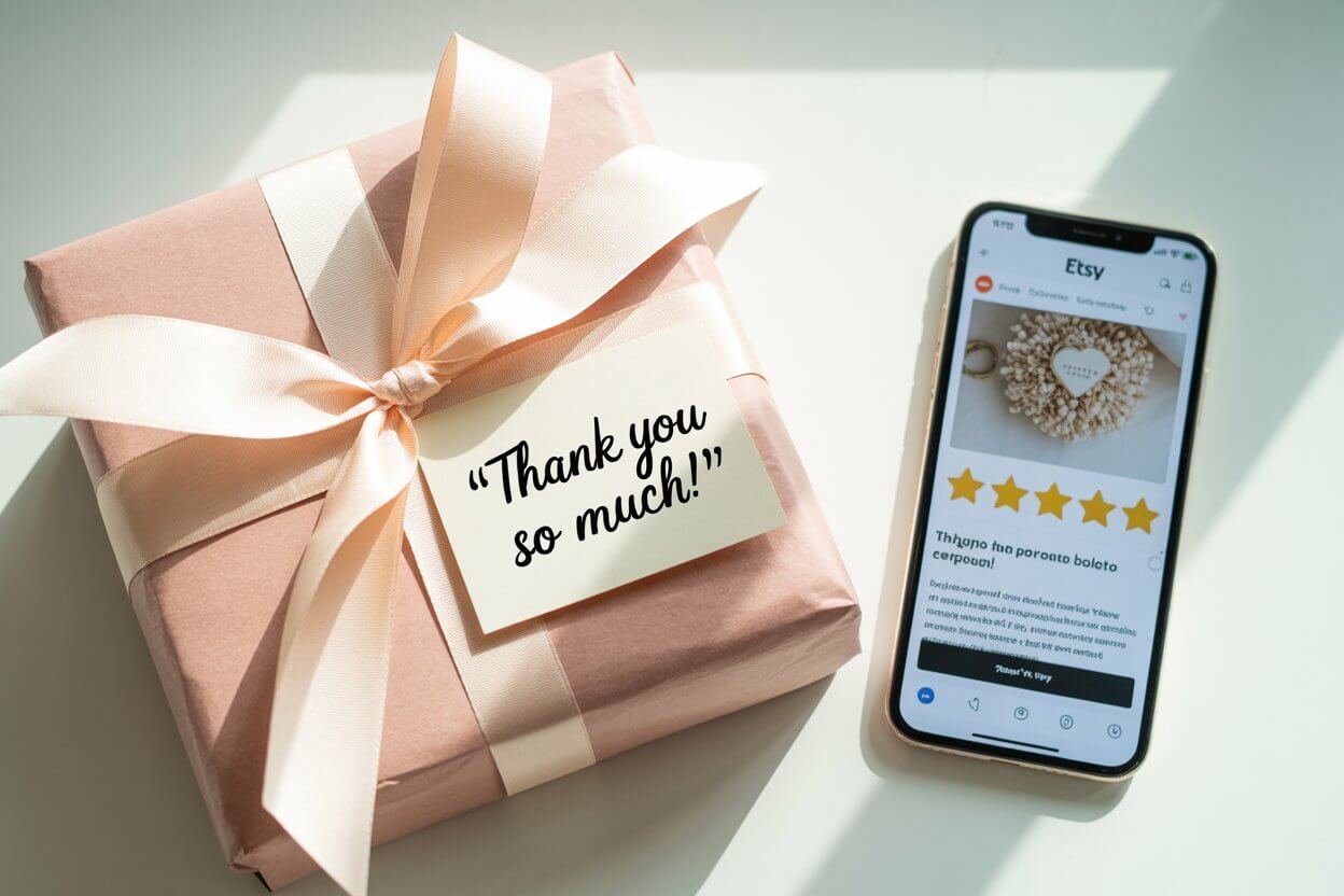 A guide showing how to get reviews on etsy with excellent packaging and customer service.