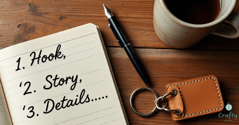 A person writing on a notepad, planning how to write Etsy descriptions that sell.