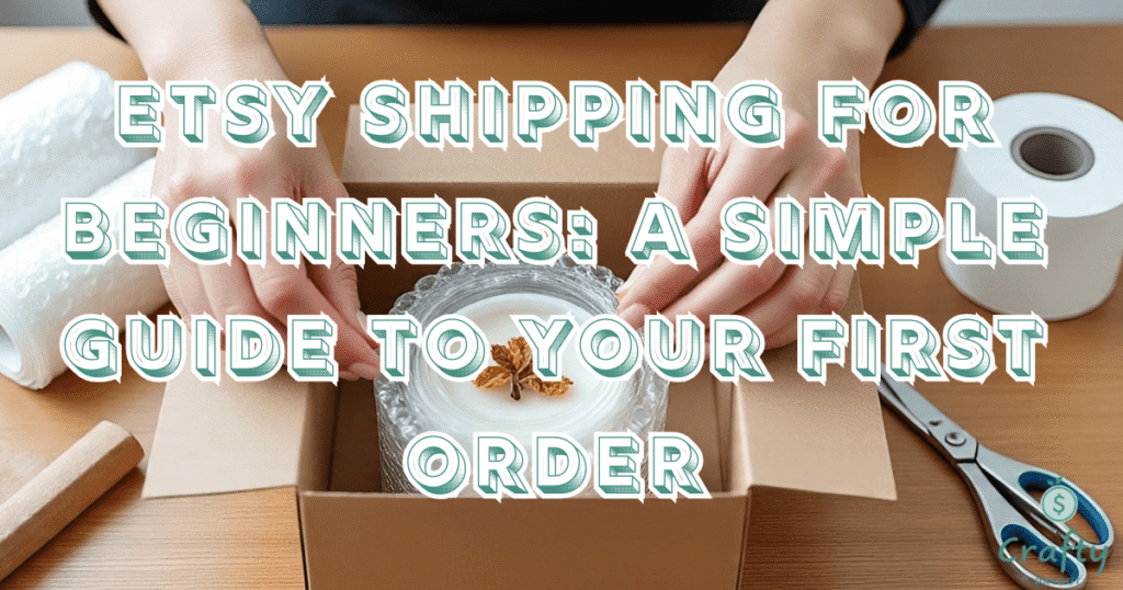 A person packing a product into a box, demonstrating the process of Etsy shipping for beginners.