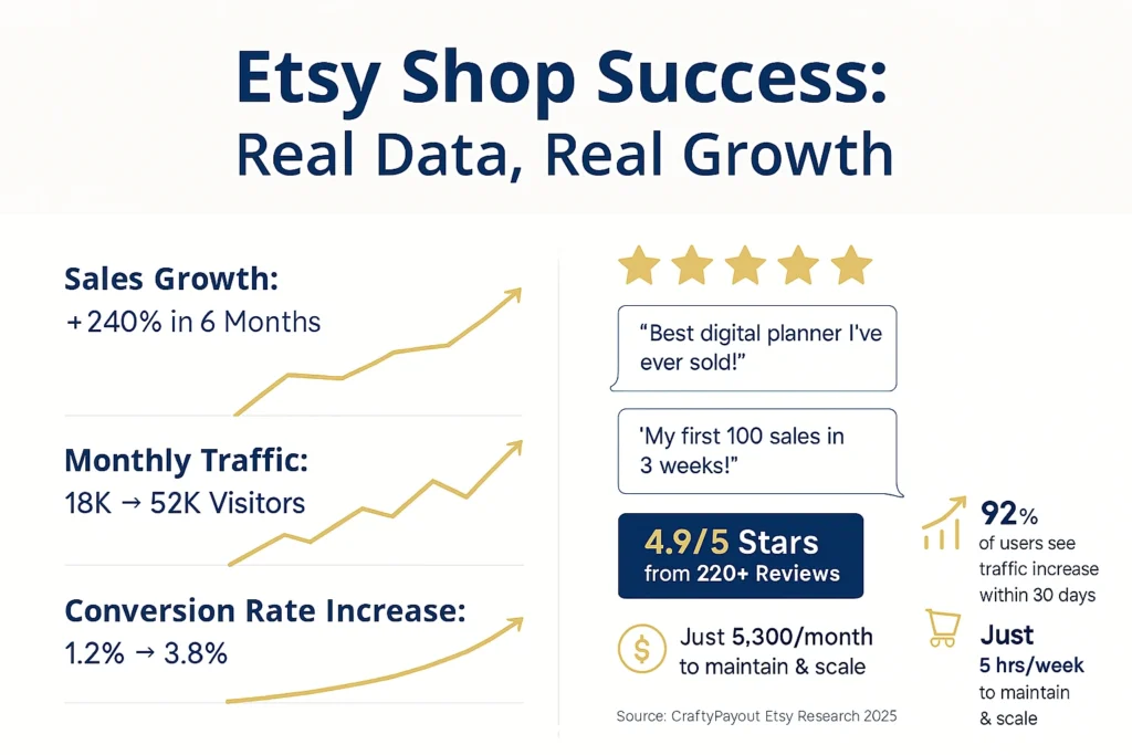  Etsy review statistics showing impact on sales and visibility for sellers 